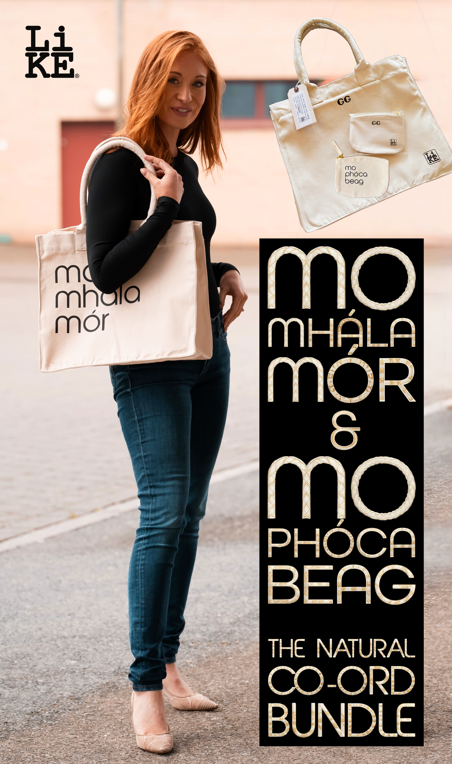 Mo Mhála Mór & Mo Phóca Beag Co-Ord BUNDLE, in Natural Cotton
