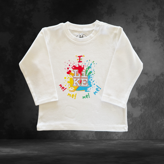 White 'I LiKE Me' Splash Tee, Organic Kidswear